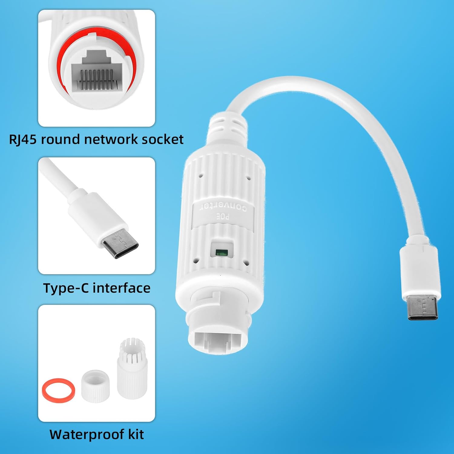 Outdoor Power Adapter Usb - Convertisseur d'alimentation PoE vers USB-C, étanche